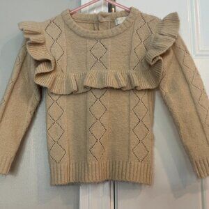 Chelsea & Violet Baby Sweater 12M | Tan Ruffle Knit